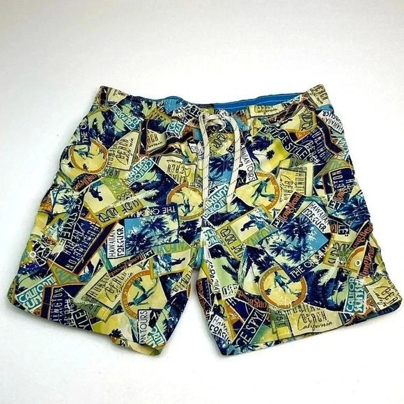 Caribbean Joe Island Supply Mens Surf Island Print Boardshort Swim Shorts- Large - Picture 1 of 13